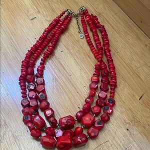 Red Beaded Coral Necklace